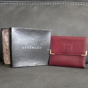 Givenchy Deep Red Wallet with Gold Details